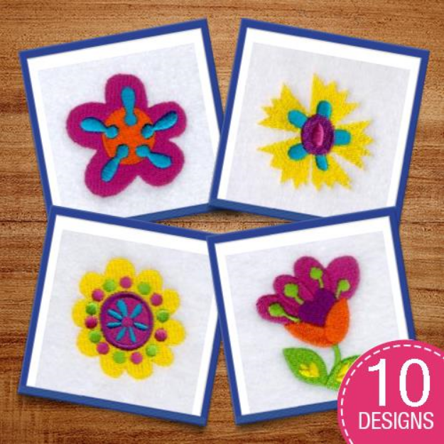 Picture of Funky Flowers Embroidery Design Pack