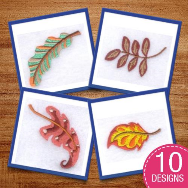 Picture of Funky Fall Leaves Embroidery Design Pack
