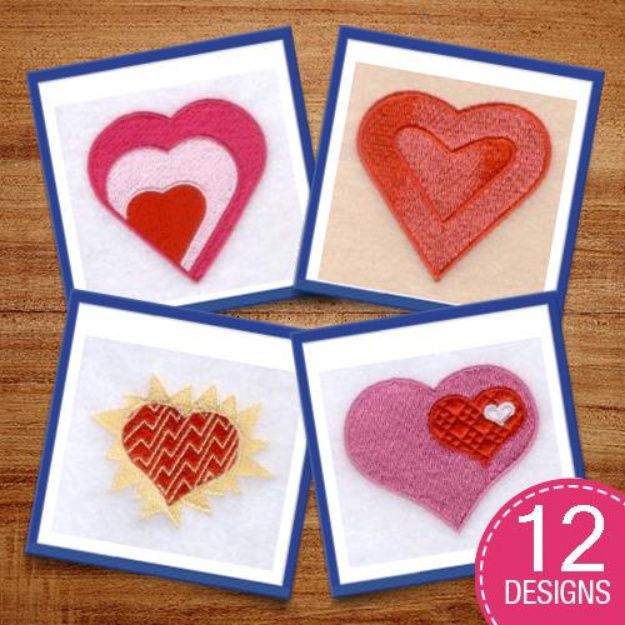 Picture of Funky Valentine Hearts Embroidery Design Pack