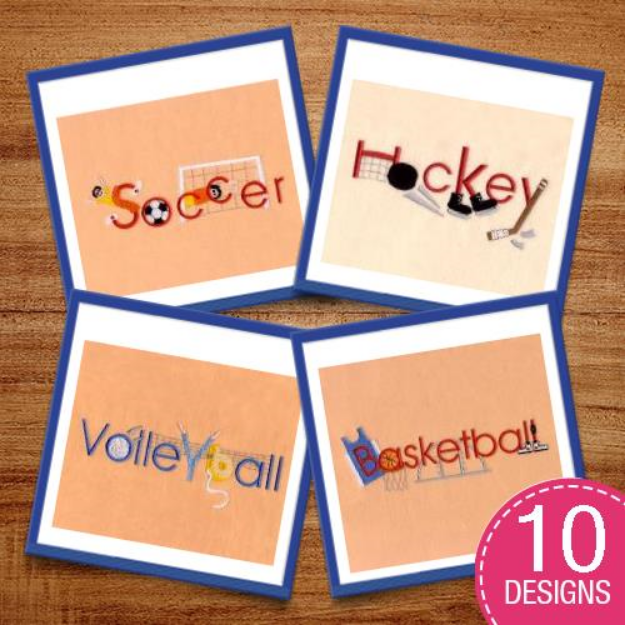 Picture of Sports Names Embroidery Design Pack