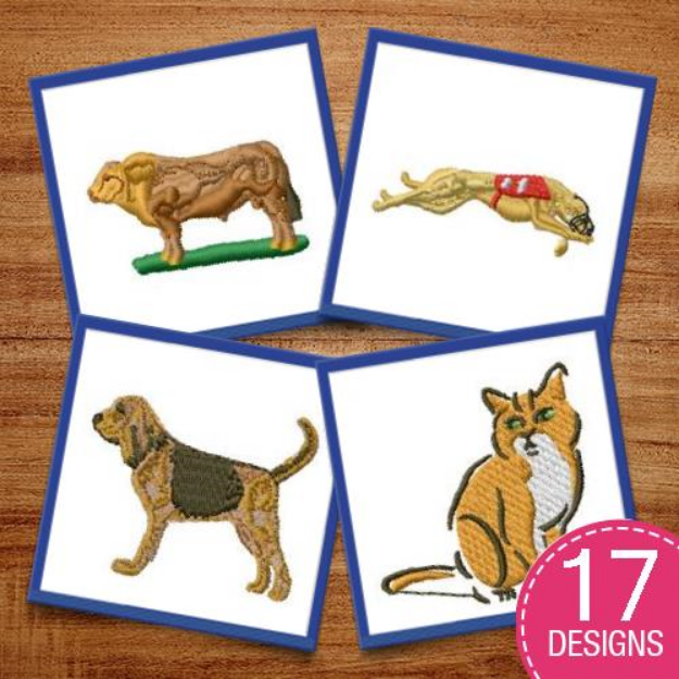 Picture of Domestic Animals Embroidery Design Pack