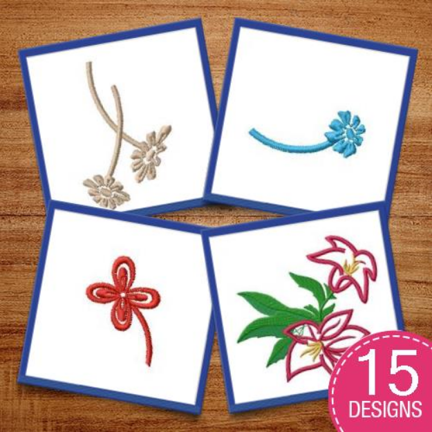 Picture of Flowers and Leaves Embroidery Design Pack