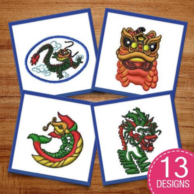 Picture of Oriental Animals Embroidery Design Pack