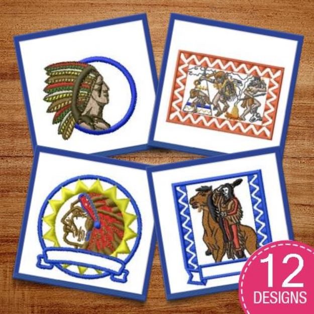Picture of Native American Heads Embroidery Design Pack