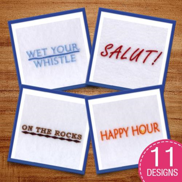 Picture of Happy Hour Phrases Embroidery Design Pack