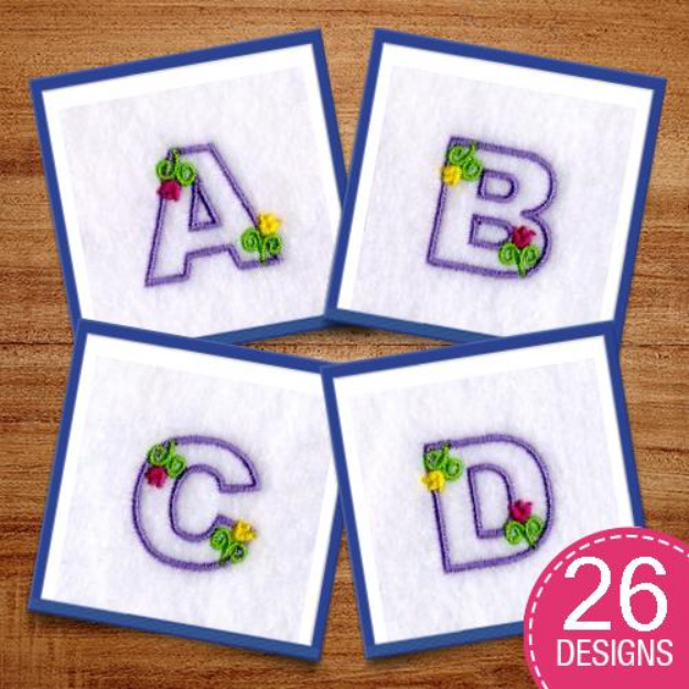 Picture of Tulip Alphabet 1" High Embroidery Design Pack