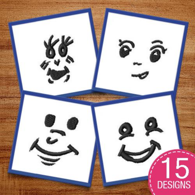 Picture of Facial Expressions Embroidery Design Pack