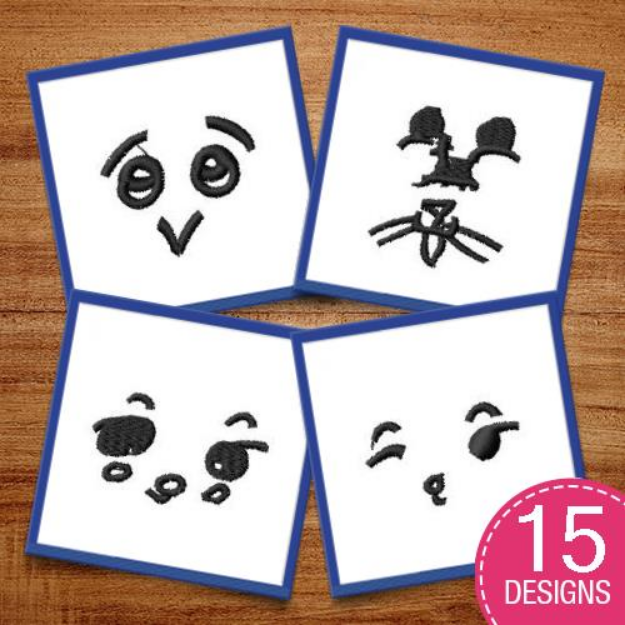 Picture of Facial Expressions Embroidery Design Pack