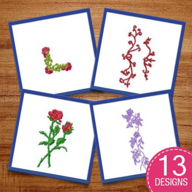 Picture of Flowers Embroidery Design Pack