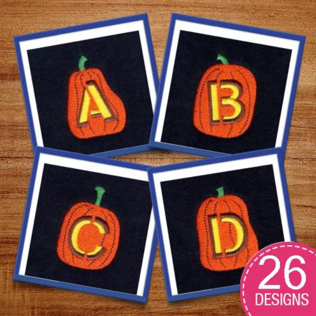 Picture of Jack-O-Lantern Alphabet Embroidery Design Pack