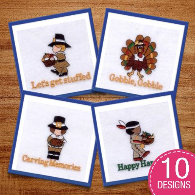 Picture of Thanksgiving Phrases Embroidery Design Pack