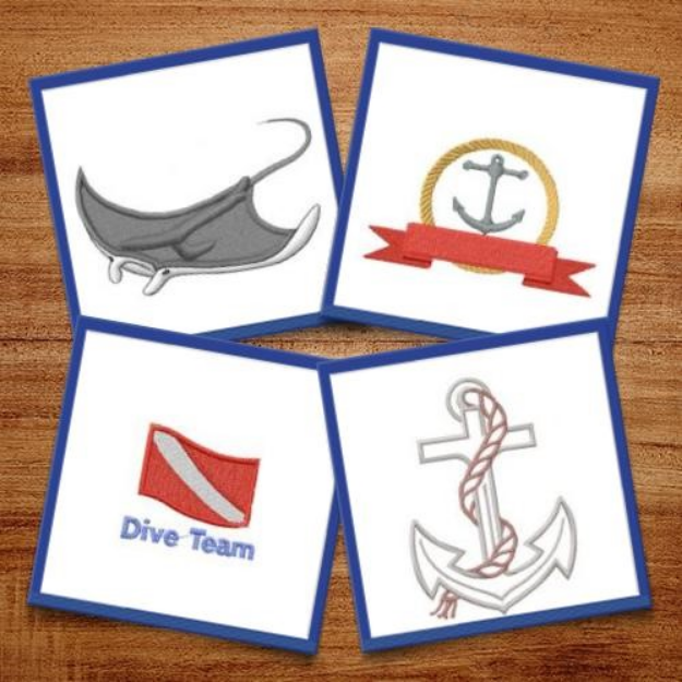 Picture of Aquatic & Nautical Embroidery Design Pack