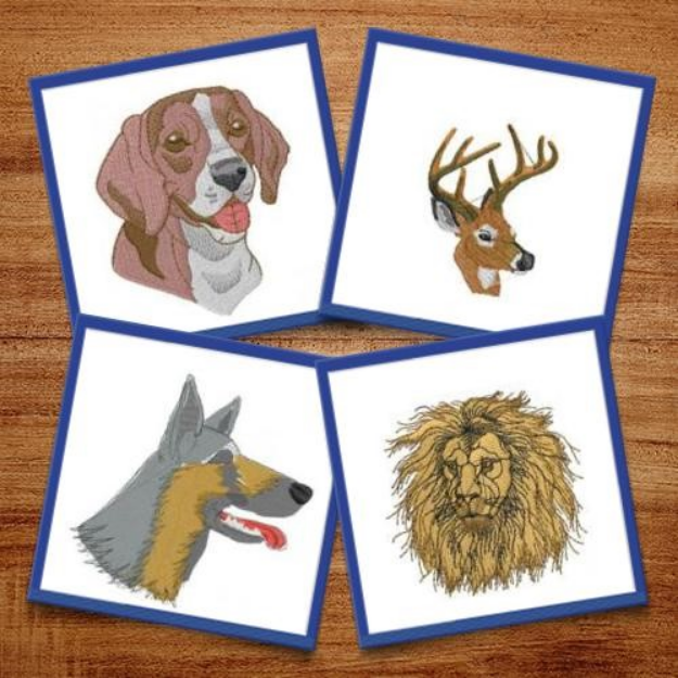 Picture of Animal Heads Embroidery Design Pack