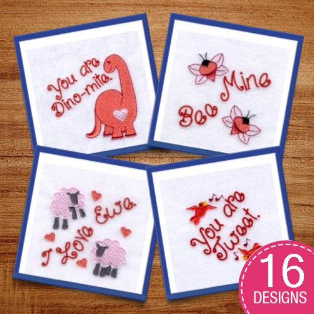 Picture of Valentine Animals Embroidery Design Pack