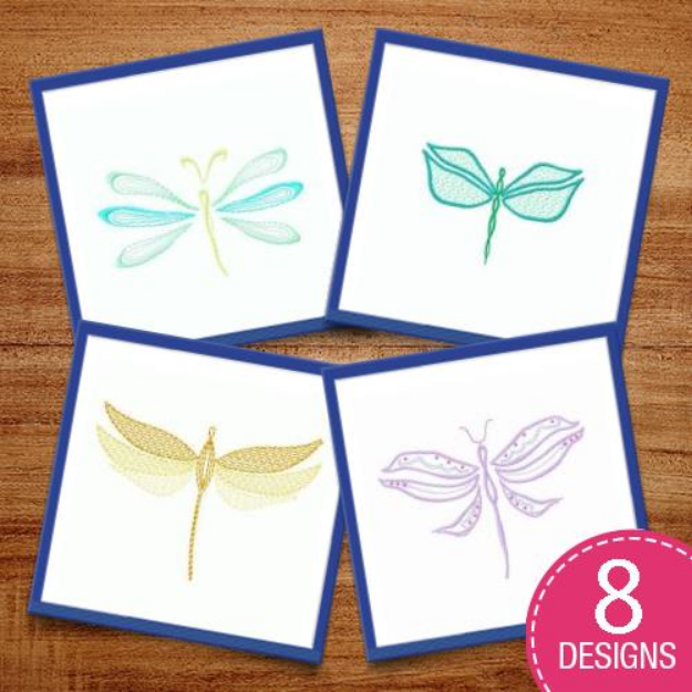 Picture of Stipple Dragonflies Embroidery Design Pack