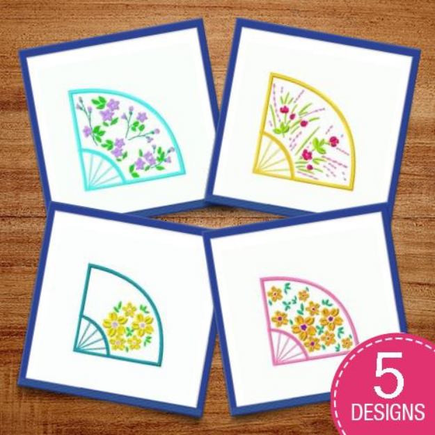 Picture of Floral Fans Embroidery Design Pack
