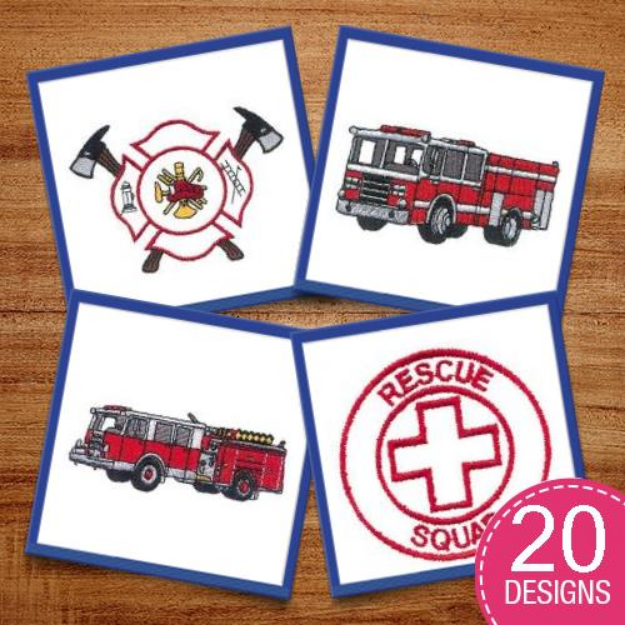 Picture of Fire Fighter Embroidery Design Pack