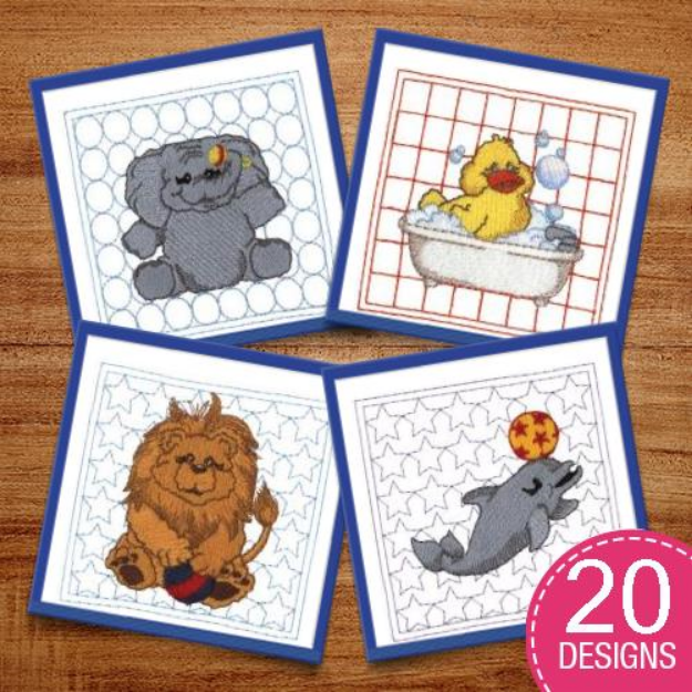 Picture of Cuddly Animal Quilt Embroidery Design Pack