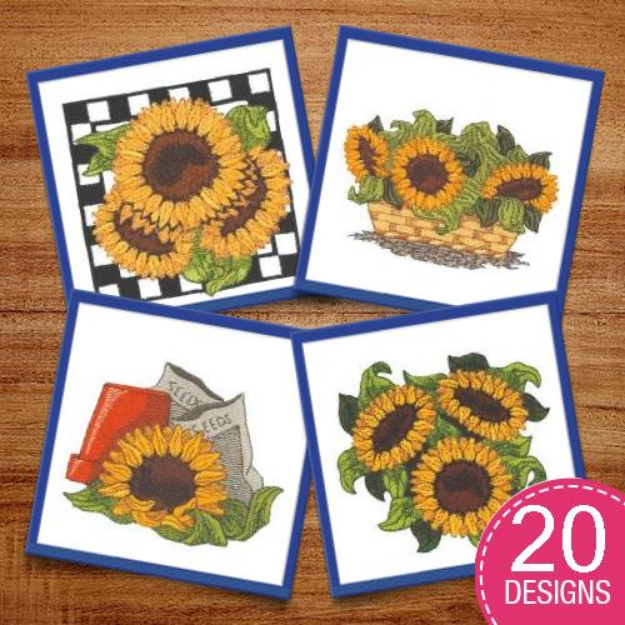 Picture of Fun in the Sunflowers Embroidery Design Pack