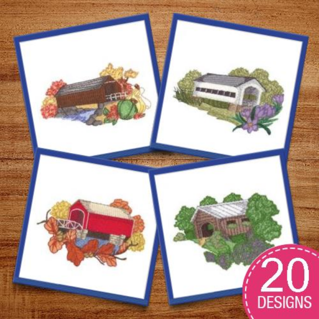 Picture of Covered Bridges Embroidery Design Pack