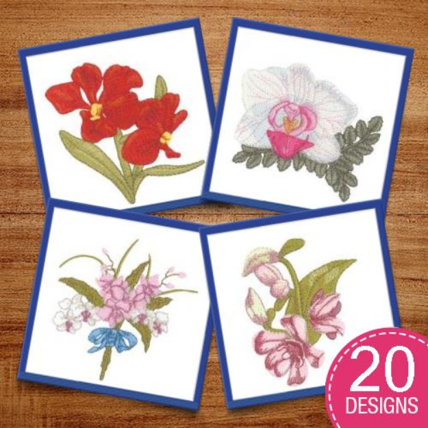 Picture of Orchids Embroidery Design Pack