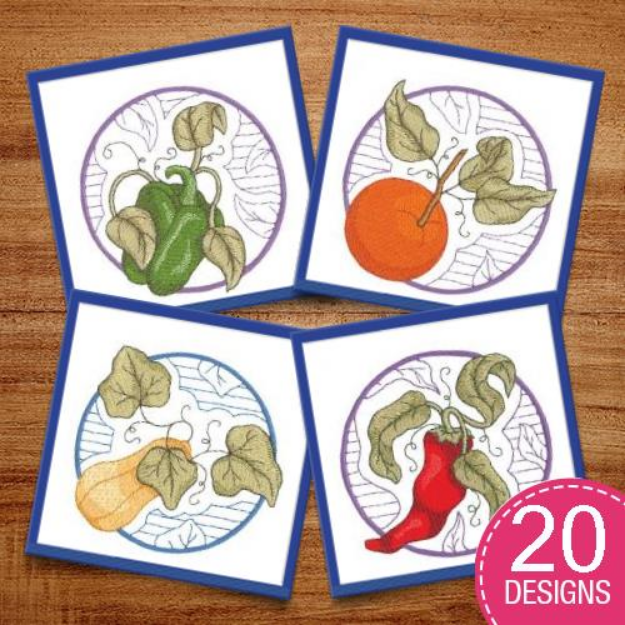 Picture of Fruits & Vegetables Embroidery Design Pack