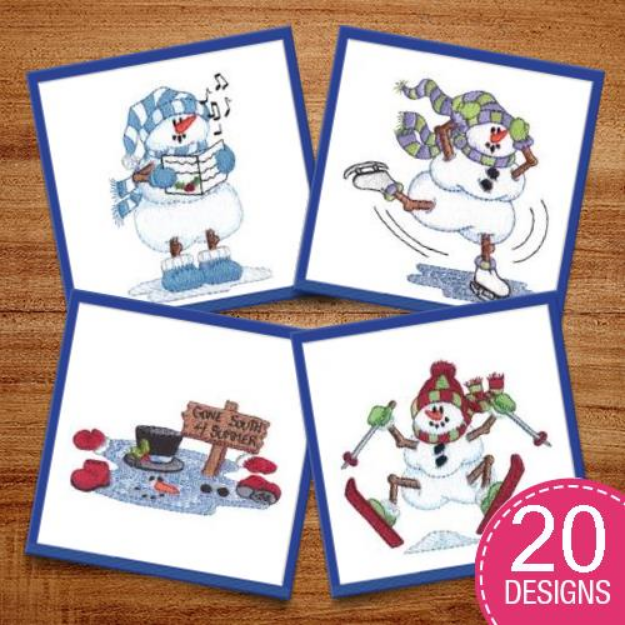 Picture of Christmas Snowpeople Embroidery Design Pack