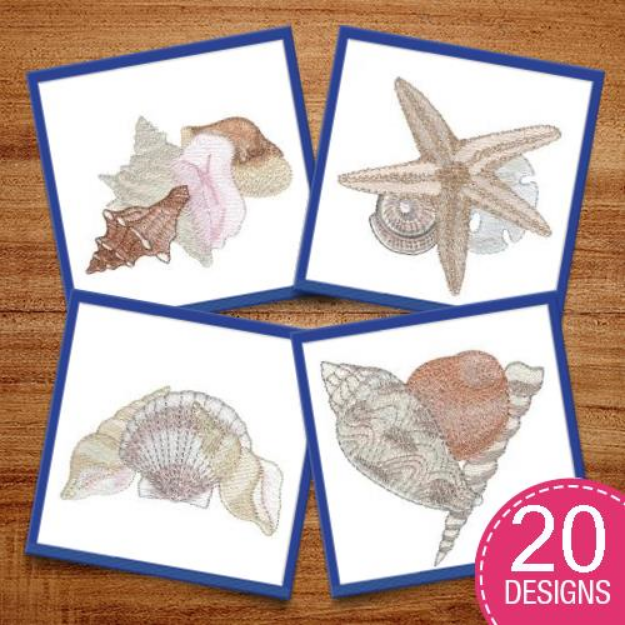 Picture of Seashells Embroidery Design Pack