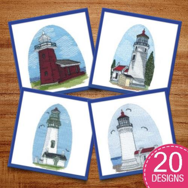 Picture of West Coast Lighthouses Embroidery Design Pack