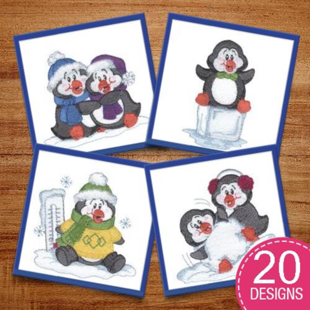 Picture of Playful Penguins Embroidery Design Pack