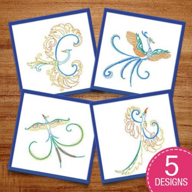 Picture of Swirly Cranes Embroidery Design Pack