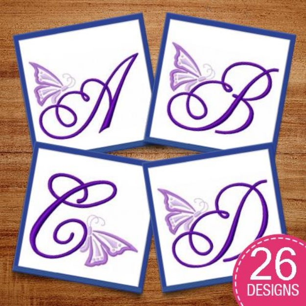 Picture of Butterfly Alphabet Embroidery Design Pack
