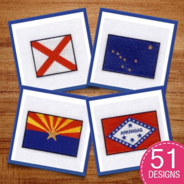 Picture of Flags of the United States Embroidery Design Pack