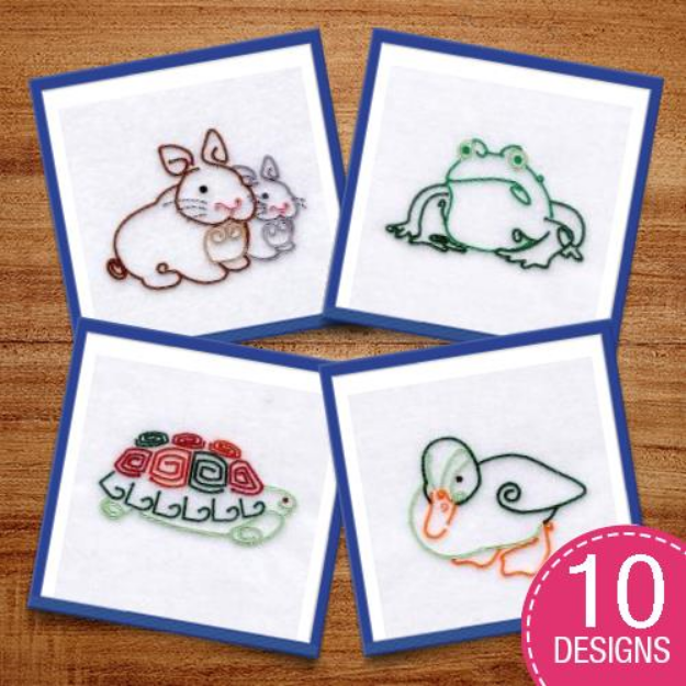 Picture of Baby Animal Swirls Embroidery Design Pack