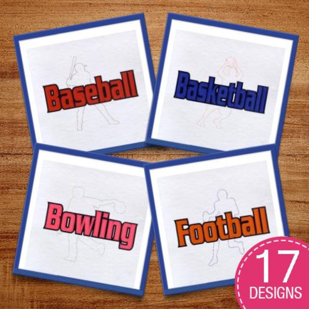 Picture of Multi Color Sport Applique #2 Embroidery Design Pack