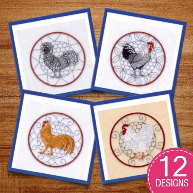 Picture of Rooster Decor Embroidery Design Pack
