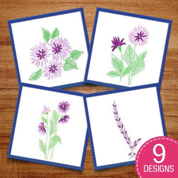 Picture of Purple Flowers  Embroidery Design Pack