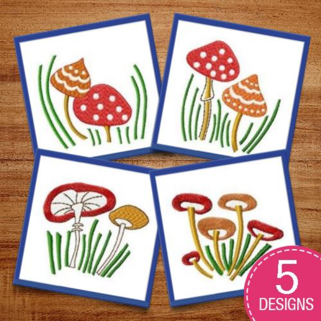 Picture of Mushrooms Embroidery Design Pack