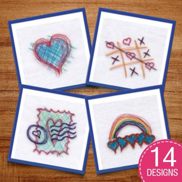 Picture of Sketched Love Embroidery Design Pack