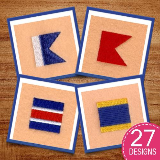 Picture of Nautical Flag Alphabet Large Embroidery Design Pack