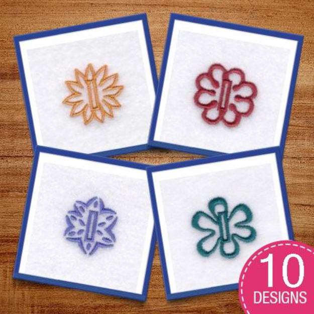 Picture of Flower Buttonholes Embroidery Design Pack