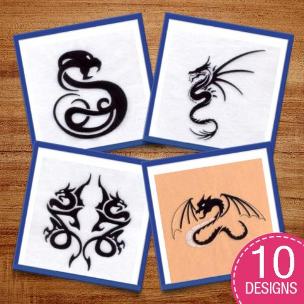 Picture of Asian Dragons Embroidery Design Pack