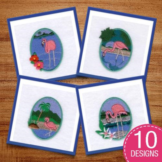 Picture of Flamingo Summer Scenes Embroidery Design Pack