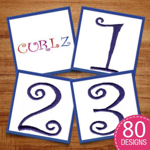 Picture of Curlz Font Embroidery Design Pack