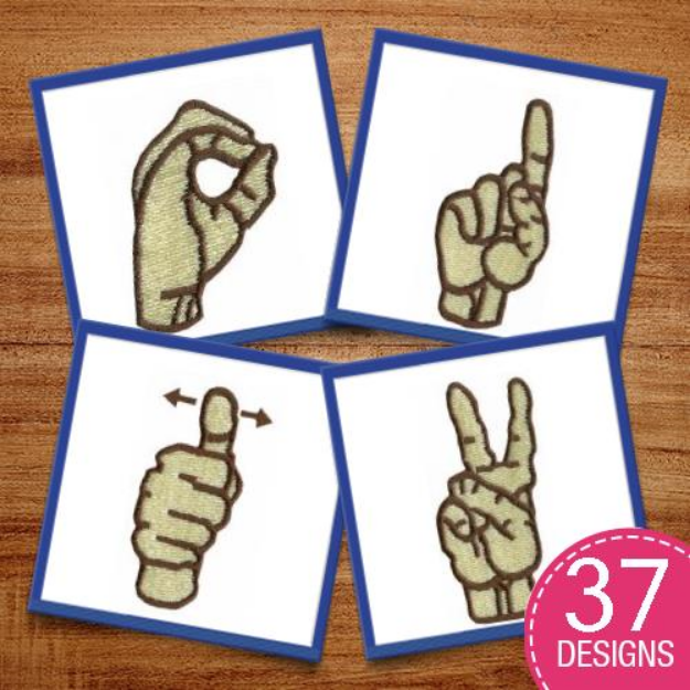 Picture of American Sign Language Font Embroidery Design Pack