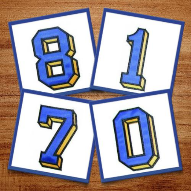 Picture of Applique Numbers Font Embroidery Design Pack