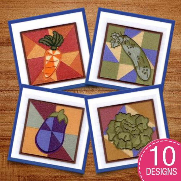 Picture of Garden Veggie Squares Embroidery Design Pack