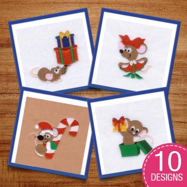 Picture of Christmas Mice  Embroidery Design Pack