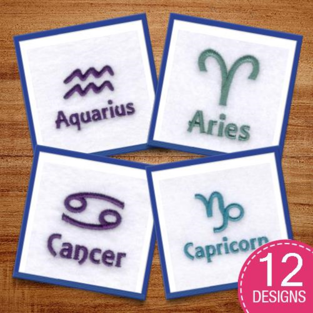 Picture of Western Zodiac Names Embroidery Design Pack