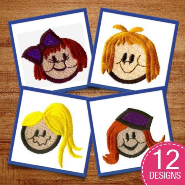 Picture of Face Package #2 Embroidery Design Pack